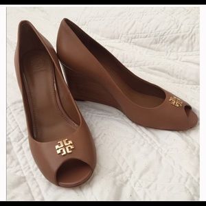 Tory Burch Jolie Peep Toe Wedge Pumps